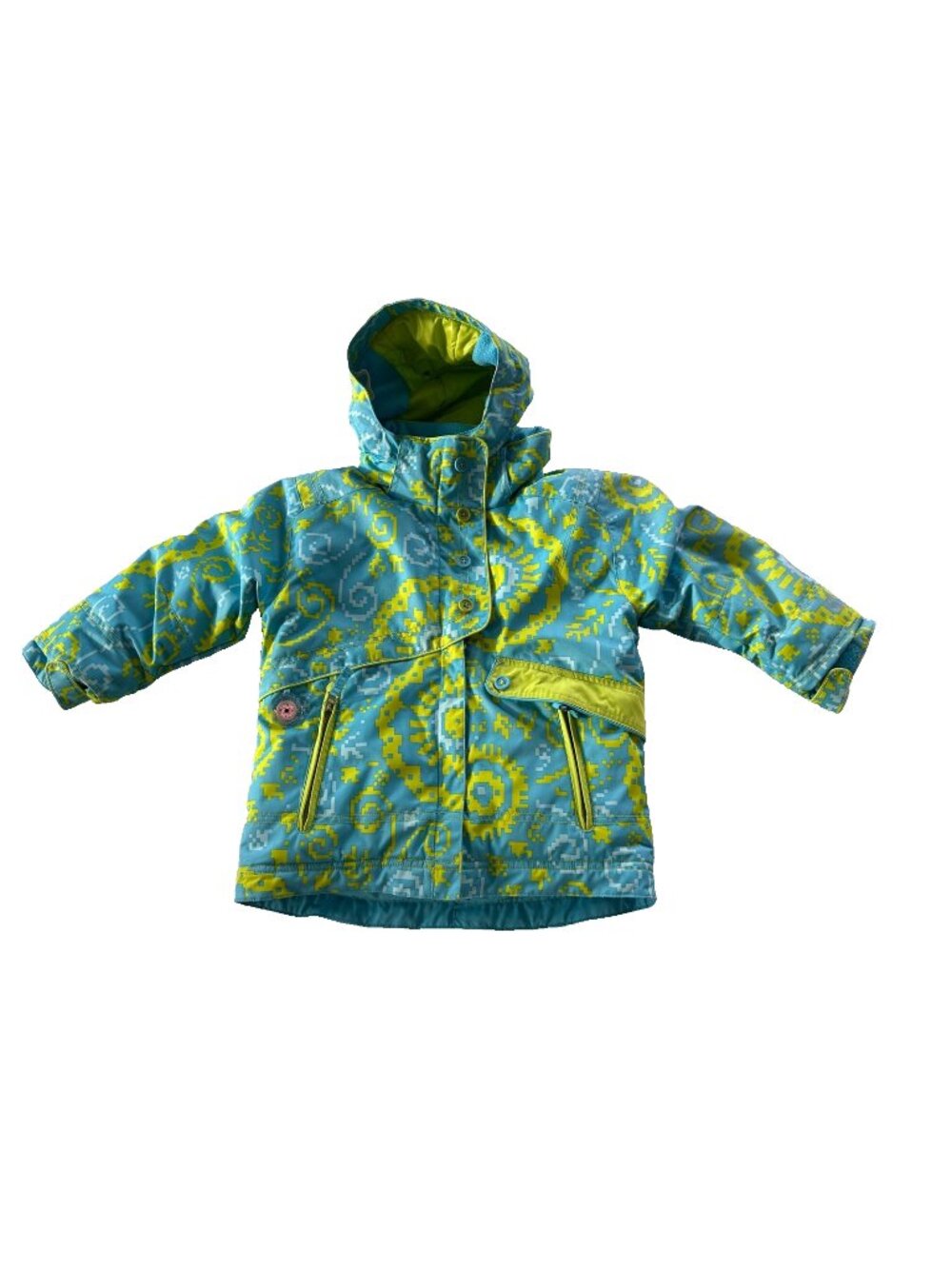 Obermeyer Kids Nirvana Jacket Blue/Green Digital Print I-Grow System Size 4